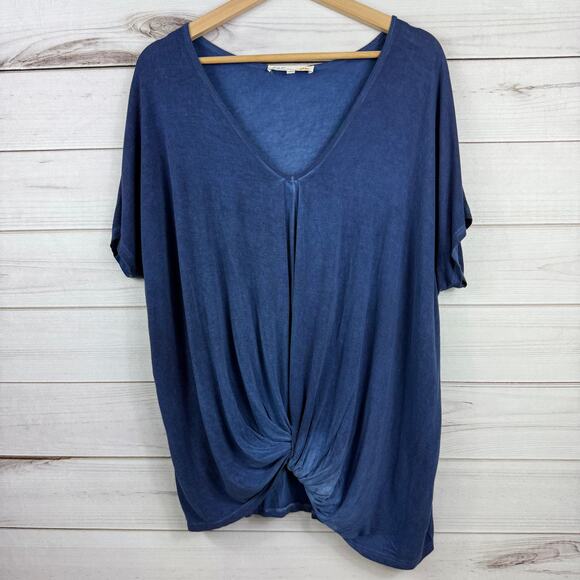 C&C California Women's Blue Twist Short Sleeve Blouse Oversized Size Large - Picture 1 of 9